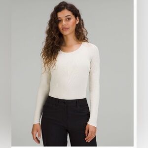 Lululemon Tight-Fit Long-Sleeve Knit Bodysuit size Small color Bone